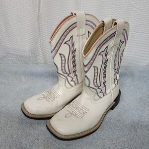 Smoky Mountain Boots Kids White Leather Western‎ Cowboy Boots 3247C Size 1.5 R